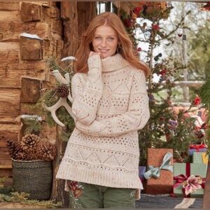 ‼️RARE‼️🎸Sundance 🎸🔥NWT🔥Linton Ivory Confetti Fleck Turtleneck Sweater— XS